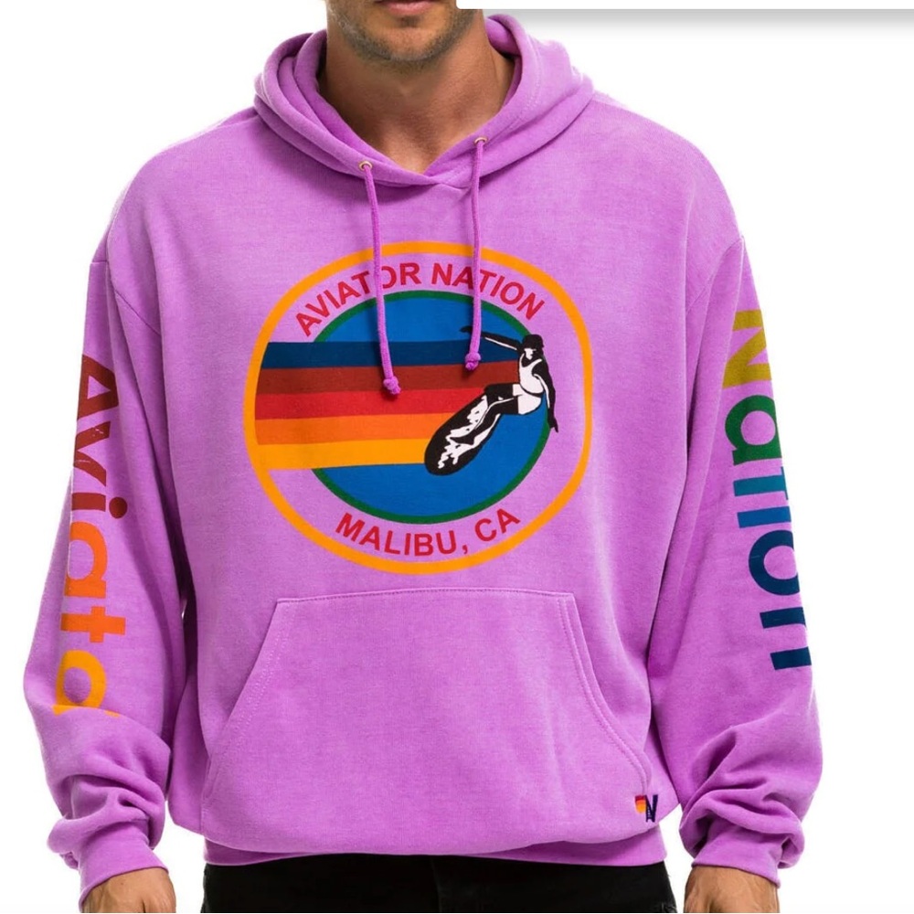 2 for 1! Aviator Nation Purple Hoodies with Blue and Red Accents - Picture 2 of 7